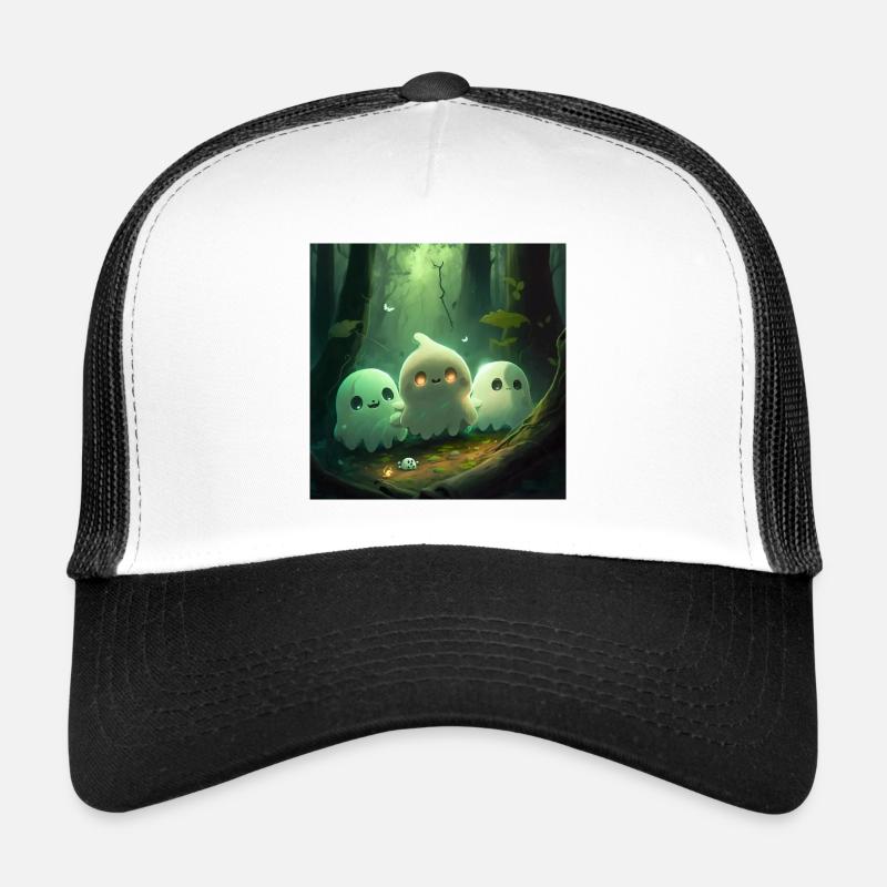 Cute ghosts in a forest Trucker Cap