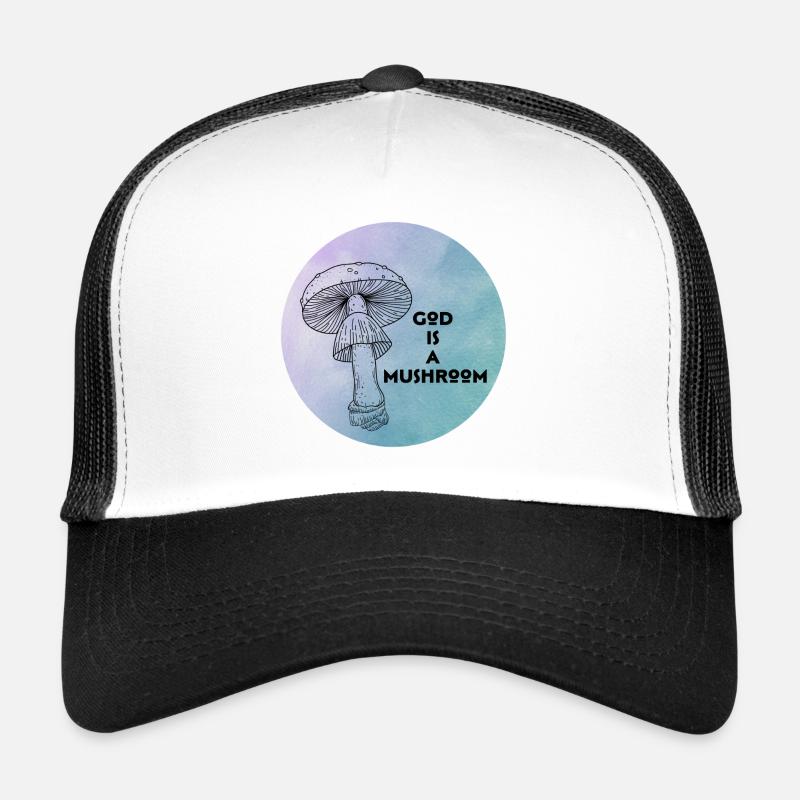 Gott ist ein Pilz - Trucker Cap - Weiß/Schwarz