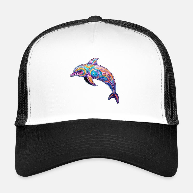 Delphin -lebendige Farben - Korallenkaleidoskop Trucker Cap