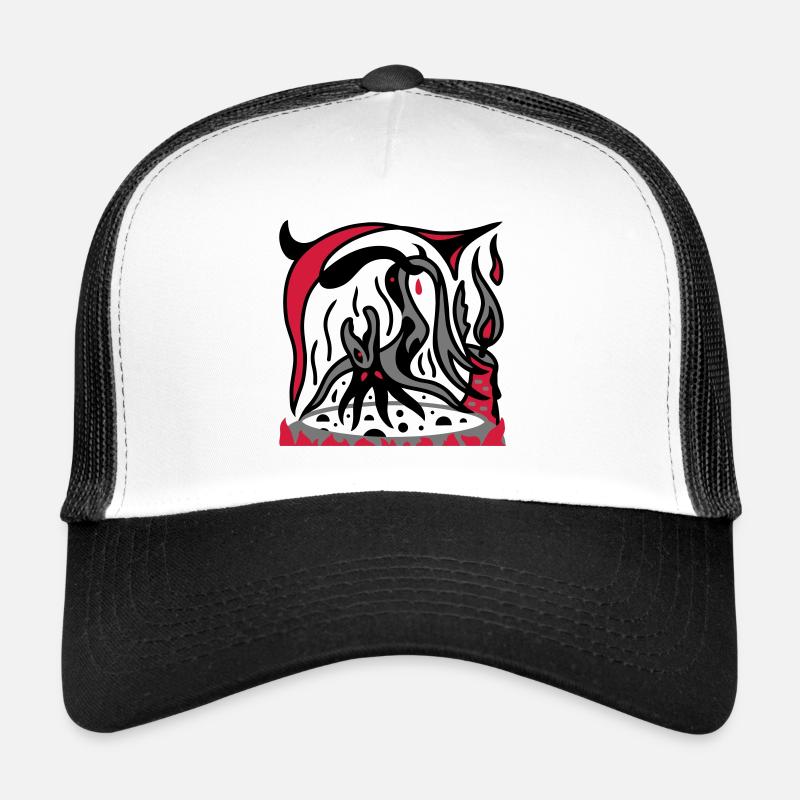 Witch's cauldron. A funny witch on Halloween - Trucker Cap - white/black