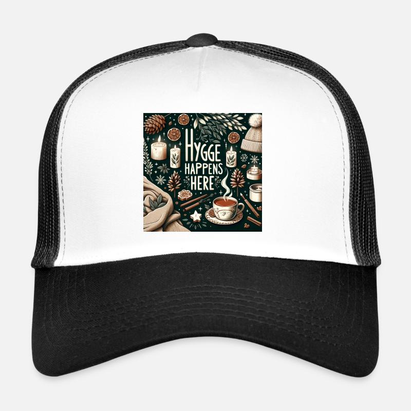 Hygge passiert hier - Trucker Cap - Weiß/Schwarz