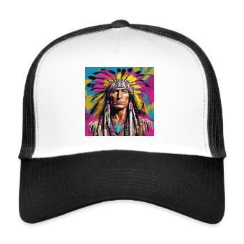 Winnetou, Indien, Illustration, Graffiti, Coloré - Casquette trucker  - blanc/noir - Devant