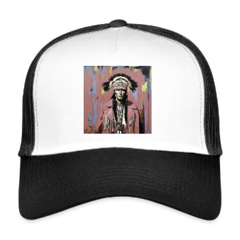 Winnetou, Indien, Illustration, Graffiti, Coloré - Casquette trucker  - blanc/noir - Devant