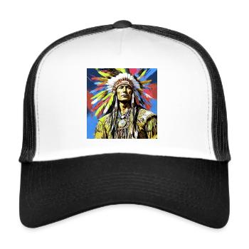 Winnetou, Indien, Illustration, Graffiti, Coloré - Casquette trucker  - blanc/noir - Devant