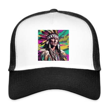Winnetou, Indien, Illustration, Graffiti, Coloré - Casquette trucker  - blanc/noir - Devant