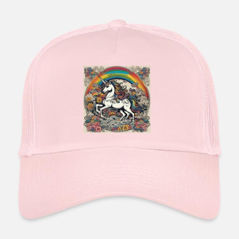 Licorne, Coloré, Couleur, Arc-en-ciel, Bande dessinée, Rétro Casquette trucker 