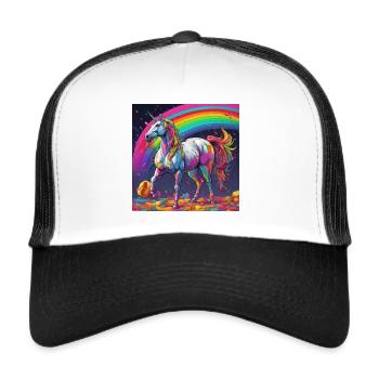 Licorne, coloré, couleur, arc-en-ciel, bande dessinée - Casquette trucker  - blanc/noir - Devant