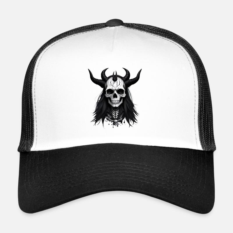 Crâne avec cornes Crâne de diable Casquette trucker 