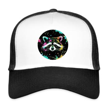 raton laveur, peinture, éclaboussure de peinture, peinture, ours - Casquette trucker  - blanc/noir - Devant