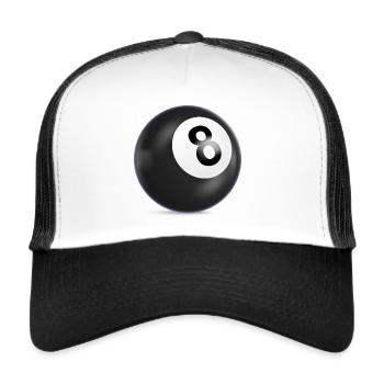 Black 8,Billiard Ball,N8,Billiard Ball,Billiards - Trucker Cap - white/black - Front