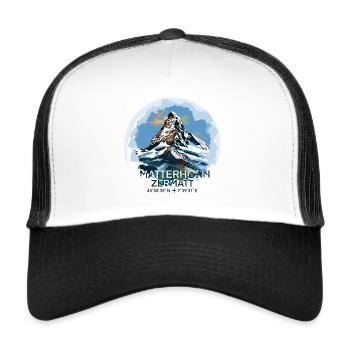 Matterhorn Zermatt Coordinates Keepsake Gift - Trucker Cap - white/black - Front