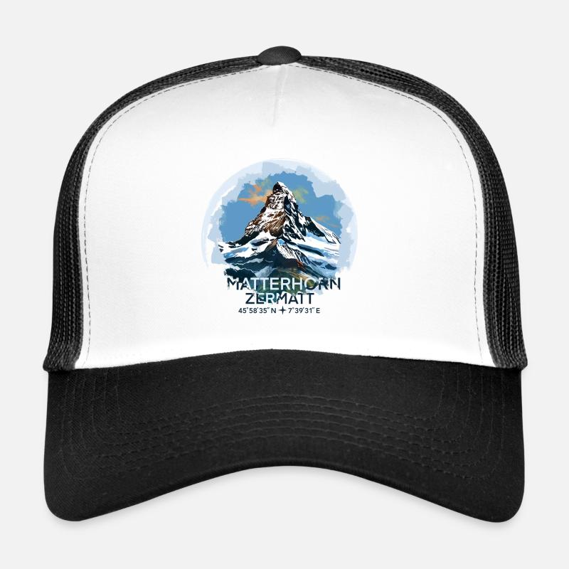 Matterhorn Zermatt Coordinates Keepsake Gift - Trucker Cap - white/black