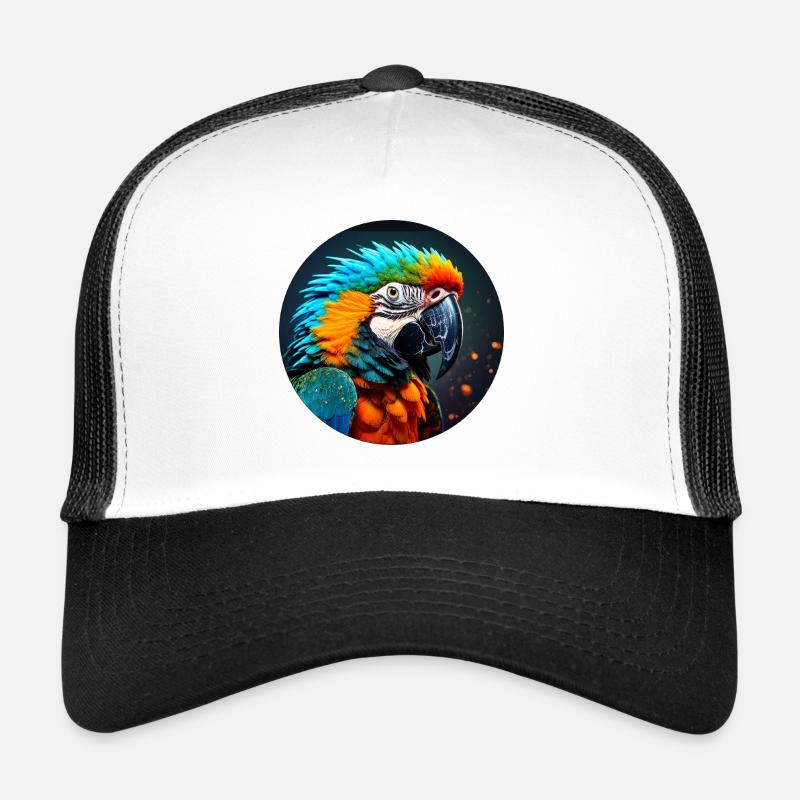 Parrot, Colorful, Sequins, Glitter, Bird - Trucker Cap - white/black