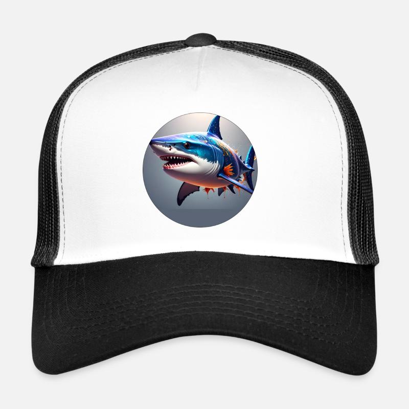 Shark,colorful,sequins,glitter,blue,silver Trucker Cap