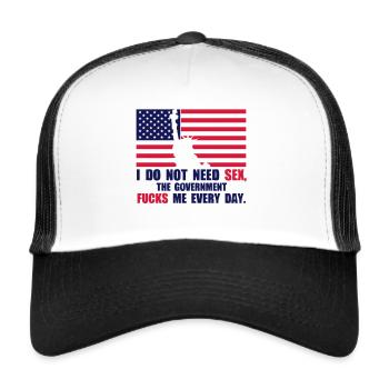 i do not need sex government fucks me 1 - Casquette trucker  - blanc/noir - Devant