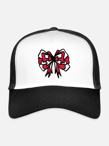 Schleife rot & weiß / red & white bow - bunt - Trucker Cap - Weiß/Schwarz - Vorne