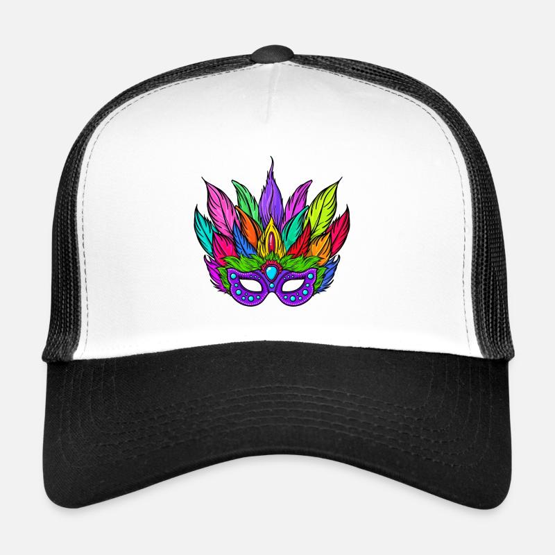 Karneval Fasching Masken - Trucker Cap - Weiß/Schwarz