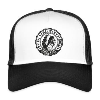 INDIANER SIOUX APACHE HÄUPTLING NATIVE USA MOTIVE - Trucker Cap - Weiß/Schwarz - Vorne