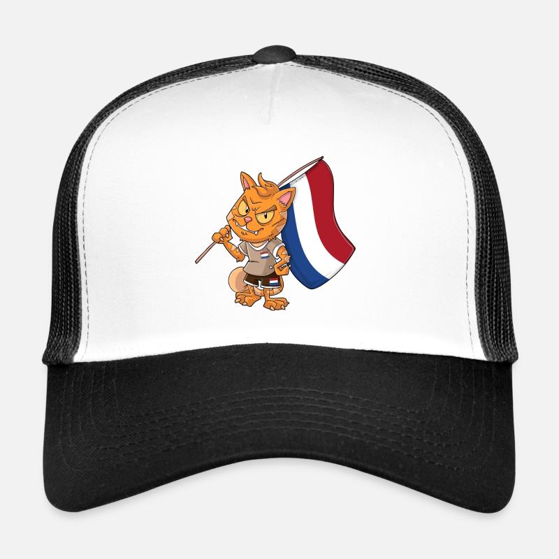 Netherlands Fan Cat - Trucker Cap - white/black