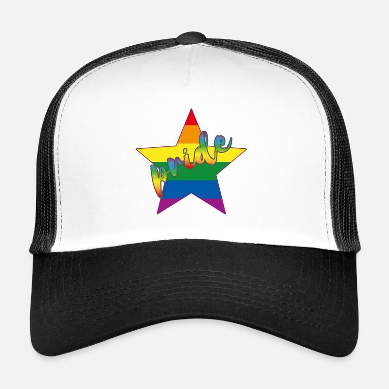Rainbow Star Pride - Trucker Cap - white/black