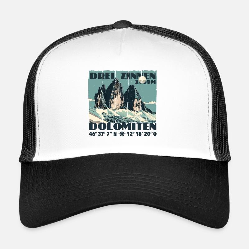 Drei Zinnen Dolomiten Wandern Souvenir Lavaredo - Trucker Cap - Weiß/Schwarz