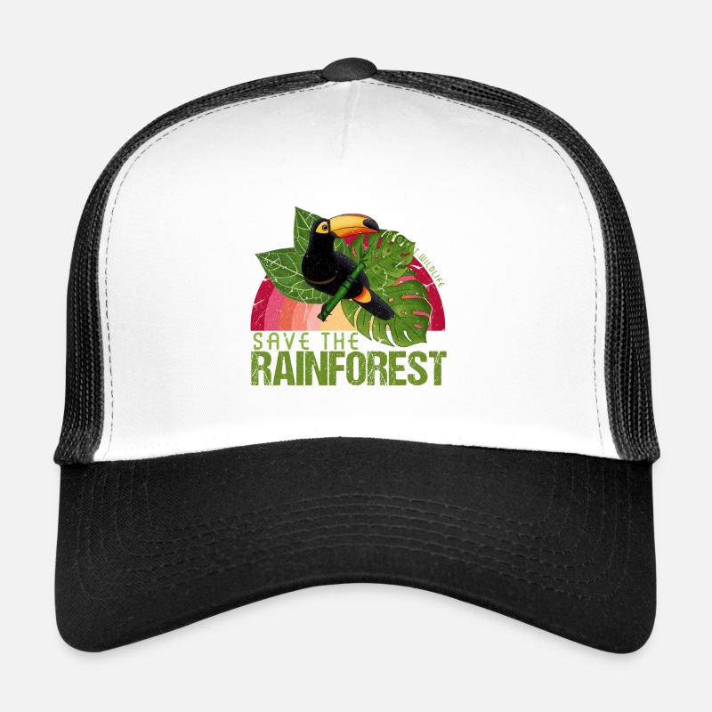 Idée de cadeau de la faune toucan forêt tropicale - Casquette trucker  - blanc/noir