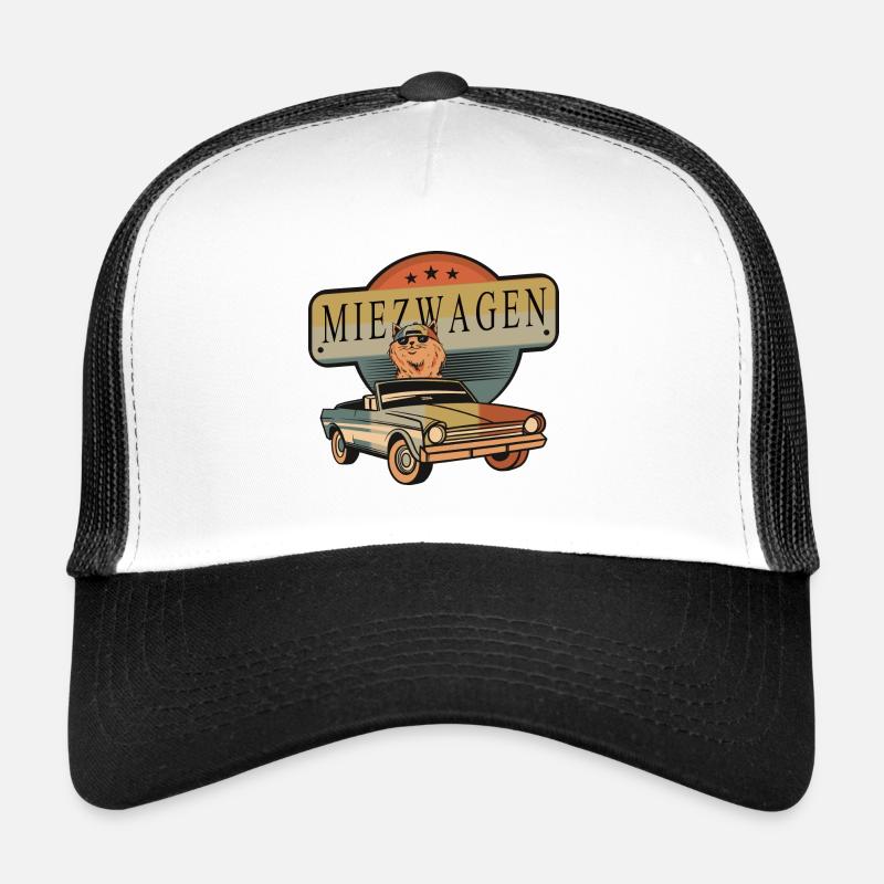 Coole Katzen Auto - Trucker Cap - Weiß/Schwarz