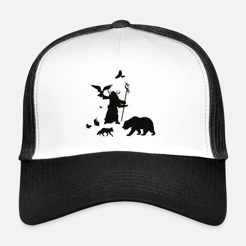 Der Druide, cooles Fantasy Rollenspiel Design - Trucker Cap - Weiß/Schwarz