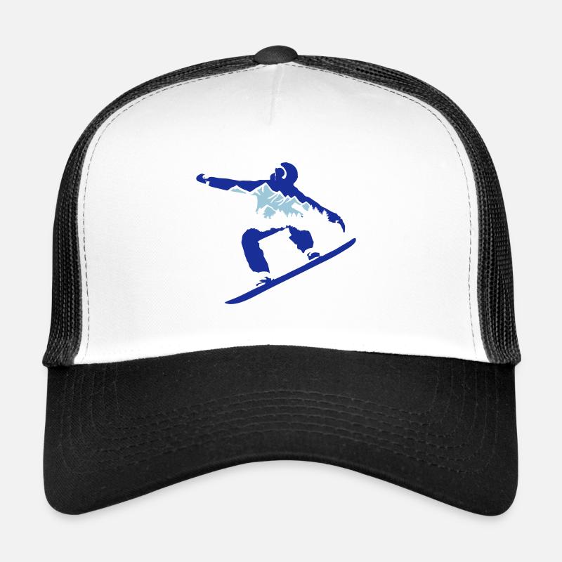 Snowboard, snowboarder and mountains Trucker Cap