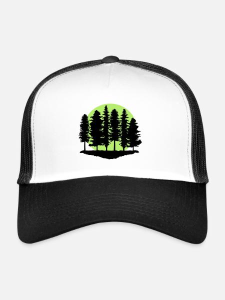 Forest and Full Moon, Trees - Forêt - Casquette trucker  - blanc/noir - Devant