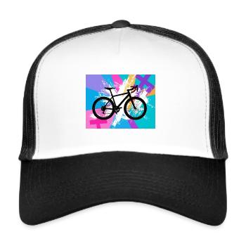 illustration,mountain bike,road bike,graffiti,pink - Trucker Cap - white/black - Front