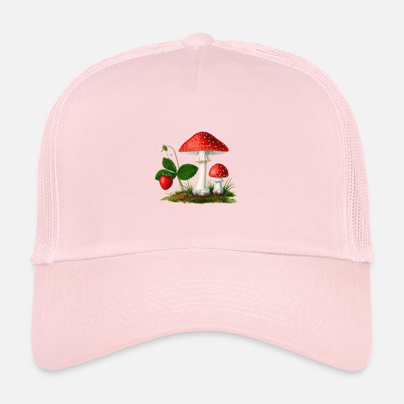 strawberries,vintage,retro,toadstool,forest Trucker Cap