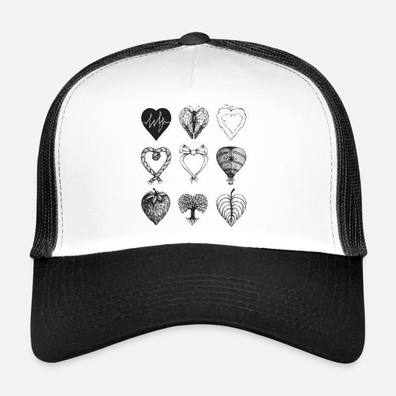 Heart shaped drawings (Black) Trucker Cap