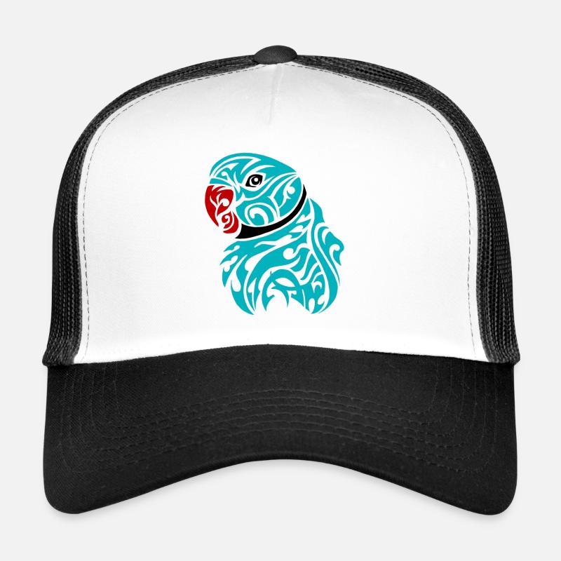 Blue ringneck parrot tattoo - Trucker Cap - white/black