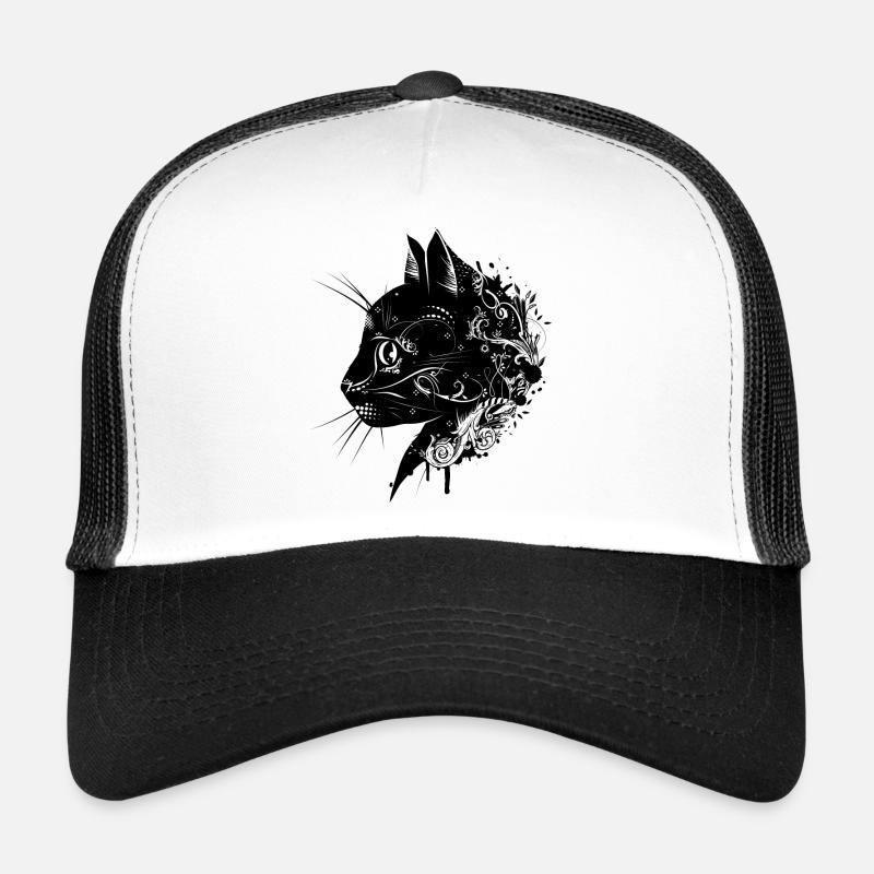 une tête florale d'un chat Casquette trucker 
