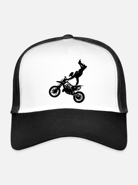 moto de cross6 - Casquette trucker  - blanc/noir - Devant