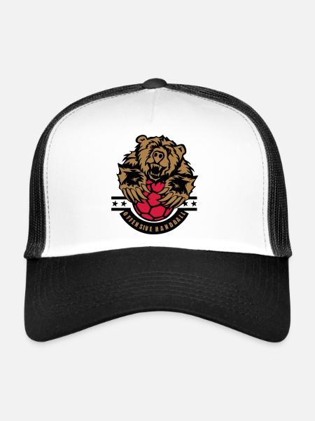 handball ours offensive logo - Casquette trucker  - blanc/noir - Devant
