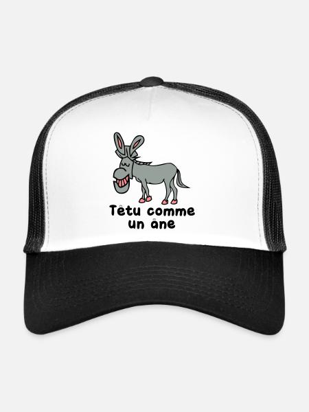 tetu comme un ane - Casquette trucker  - blanc/noir - Devant