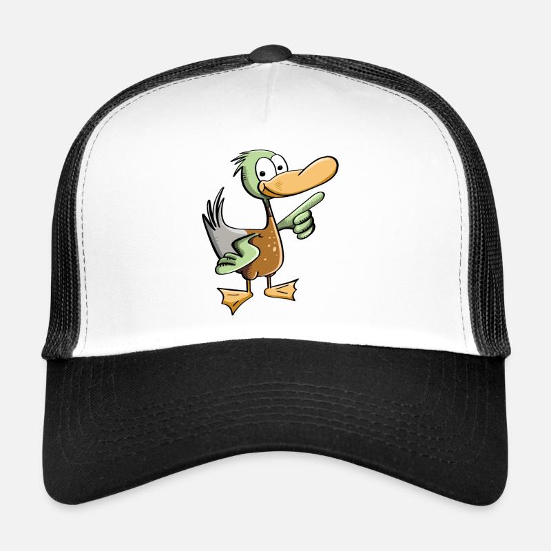 Lustiger Erpel - Ente Comic - Trucker Cap - Weiß/Schwarz