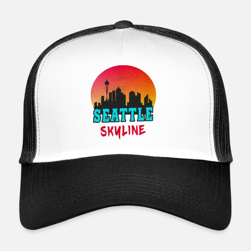Seattle Skyline au coucher du soleil / cadeau Casquette trucker 