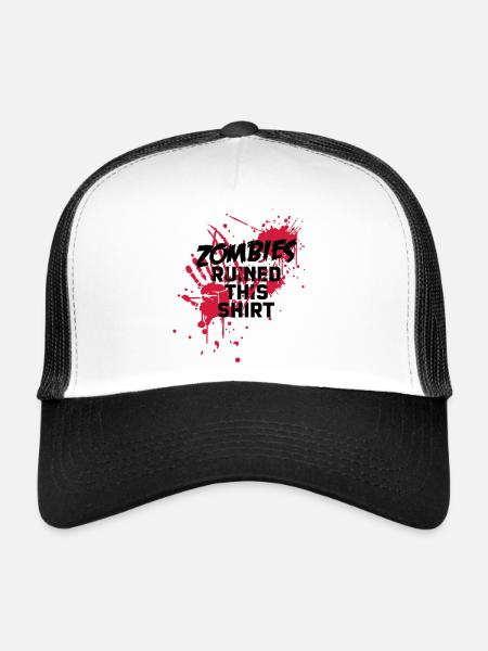 zombies runied this shirt - zombie blutflecken - Casquette trucker  - blanc/noir - Devant