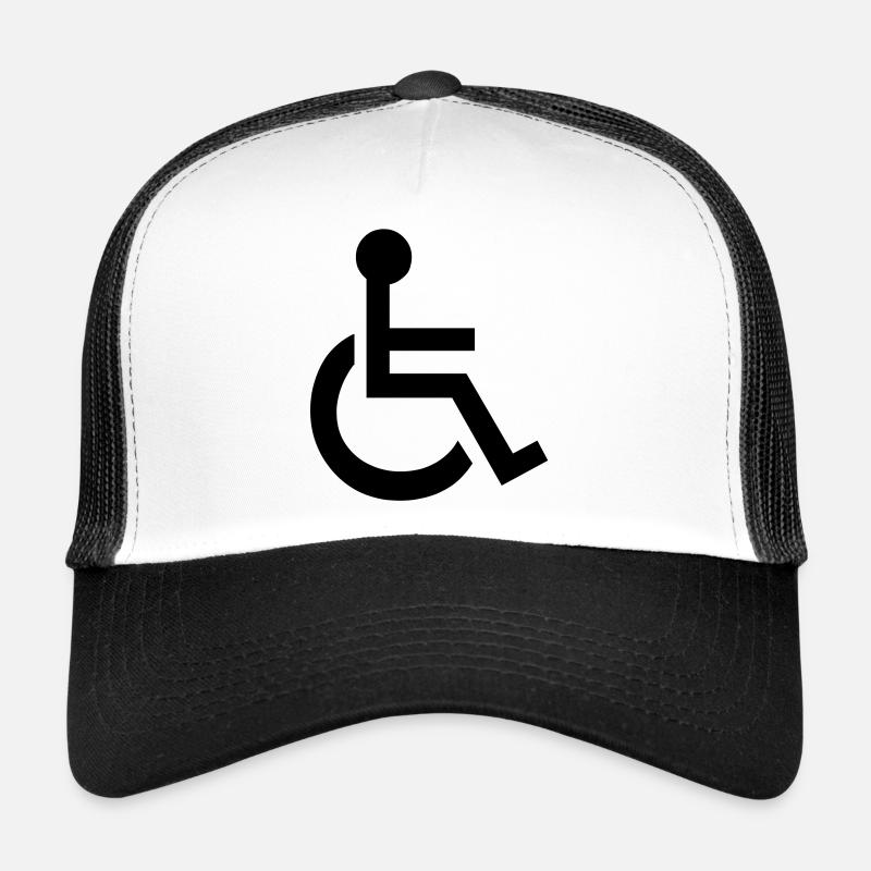 Handicapés symbole de fauteuil roulant - Casquette trucker  - blanc/noir