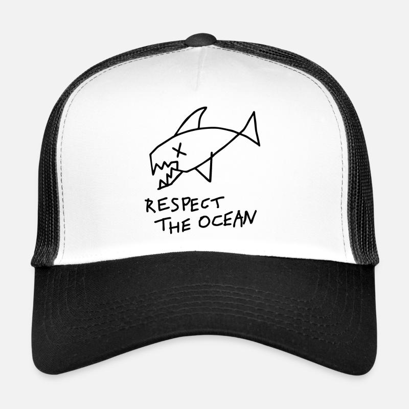Ocean Graphic respect the ocean - Trucker Cap - white/black