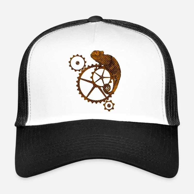 Steampunk Caméléon - Casquette trucker  - blanc/noir