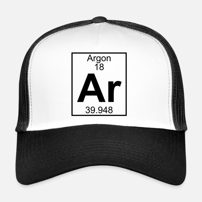 Periodic table element 18 - Ar (argon) - BIG - Casquette trucker  - blanc/noir
