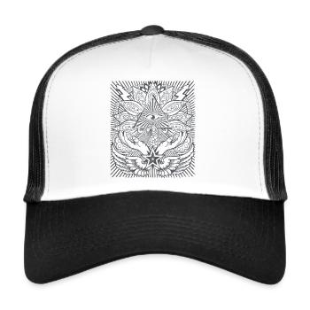 Illuminati Pyramide Auge - Trucker Cap - Weiß/Schwarz - Vorne