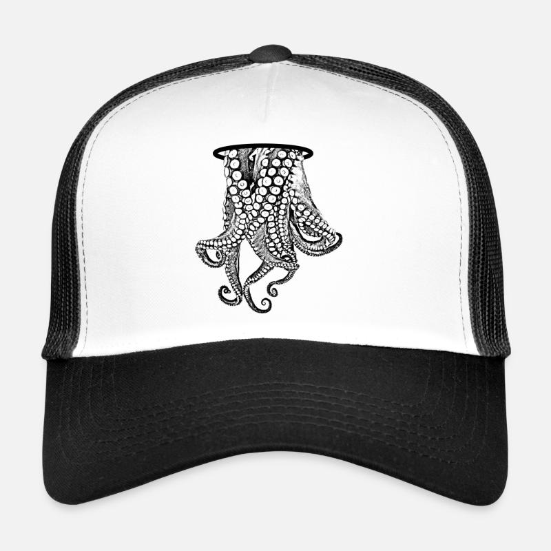 Tentakel - Oktopus - Trucker Cap - Weiß/Schwarz