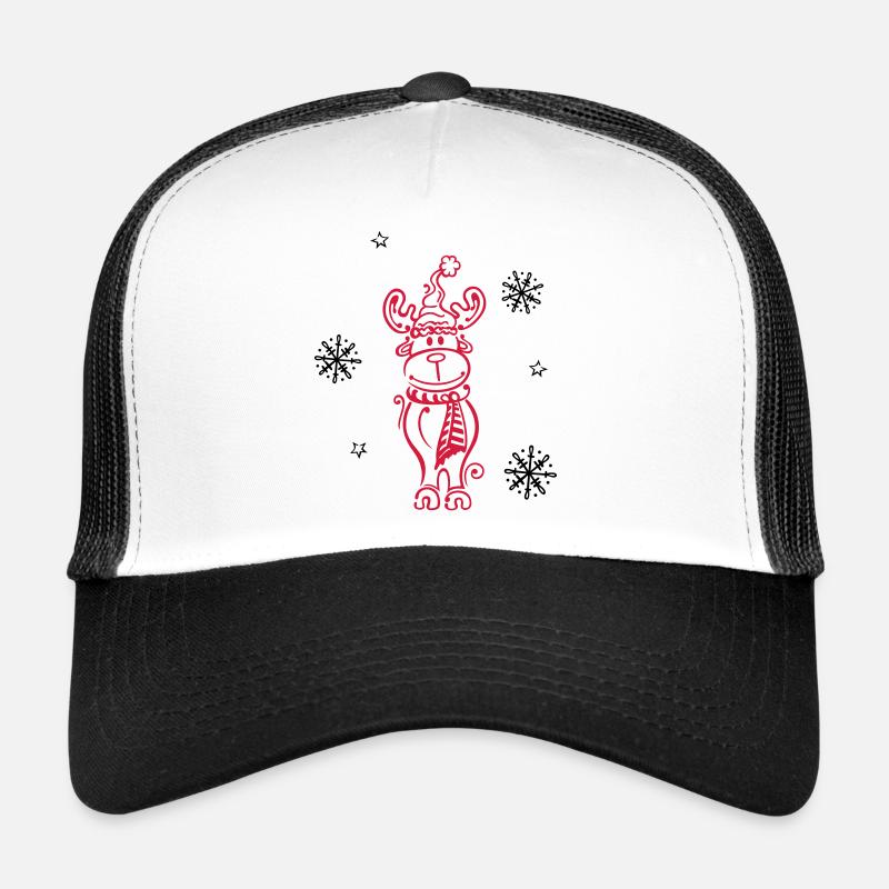 Elch, Rentier mit Schneeflocken und Sternen Trucker Cap