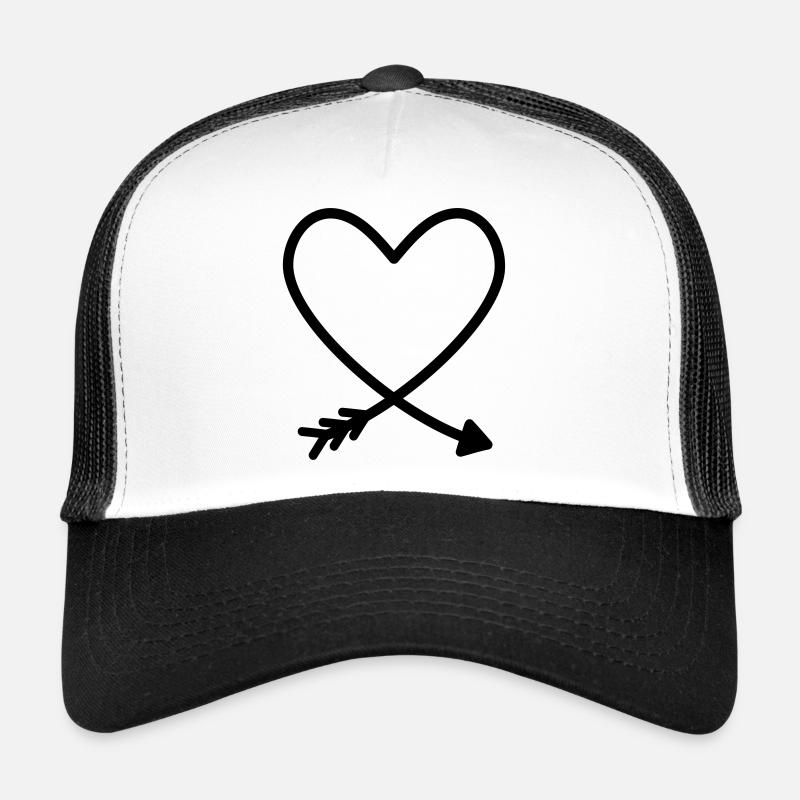 Coeur flèche amour amitié force idée cadeau - Casquette trucker  - blanc/noir