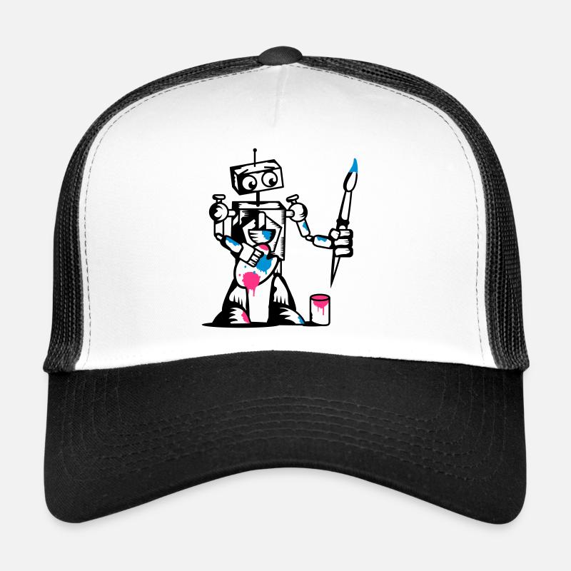 Roboter mit einem Pinsel - Trucker Cap - Weiß/Schwarz